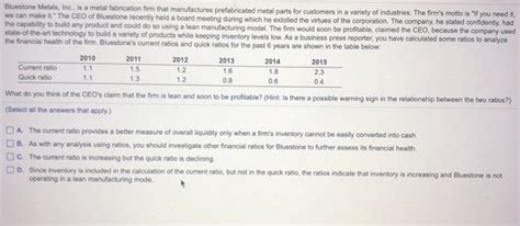 [Solved] E34 Bluestone Metals, Inc., is a metal fa 